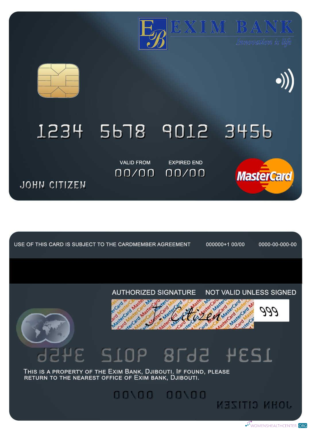 Download Djibouti Exim Bank mastercard Photoshop template